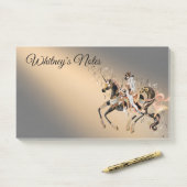 Steampunk Mechanisches Pferd & Lady Kaffee Gold Post-it Klebezettel (Auf Schreibtisch)