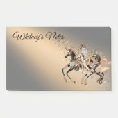 Steampunk Mechanisches Pferd & Lady Kaffee Gold Post-it Klebezettel (Vorderseite)