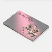 Steampunk Mechanisches Pferd & Lady Pink Post-it Klebezettel (angewinkelt)