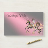 Steampunk Mechanisches Pferd & Lady Pink Post-it Klebezettel (Auf Schreibtisch)