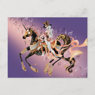 Steampunk Mechanisches Pferd & Lady Purple  Postka Postkarte