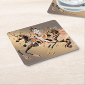 Steampunk Mechanisches Pferd & Lady Square Unterse Rechteckiger Pappuntersetzer (angewinkelt)