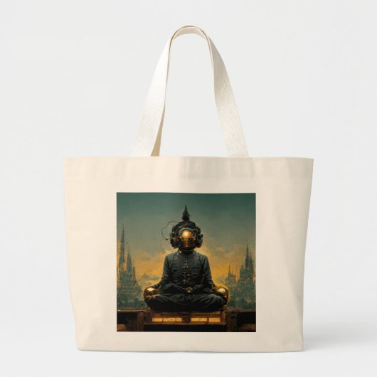 Steampunk Meditation Buddha Jumbo Stoffbeutel (Vorne)