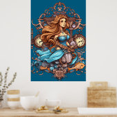 Steampunk Meerjungfrau für Mädchen oder Jungen an Poster (Küche)