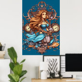 Steampunk Meerjungfrau für Mädchen oder Jungen an Poster (Heimbüro)