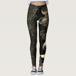 Steampunk Meerjungfrau Schwarz+Weiß Benutzerdefini Leggings