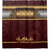 Steampunk, Messing an Marroongetrieben, Monogramm Duschvorhang (Vorderseite)