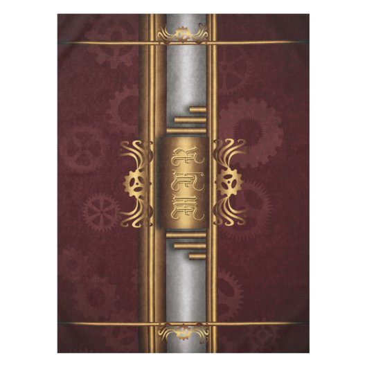 Steampunk, Messing an Marroongetrieben, Monogramm Tischdecke (Vorderseite)