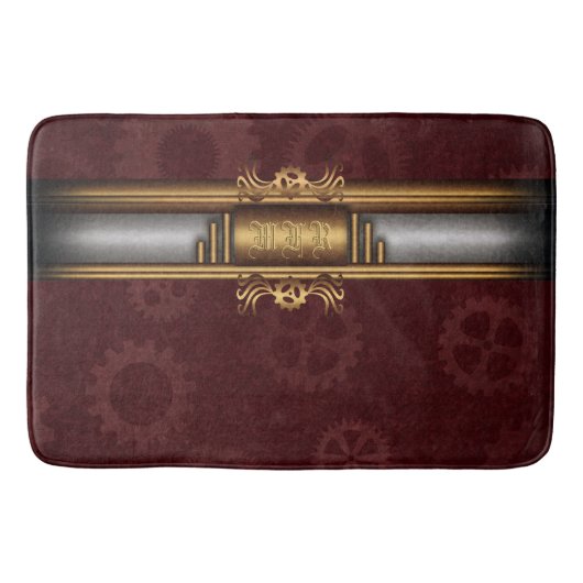 Steampunk, Messing, Monogramm Badematte (Vorderseite)