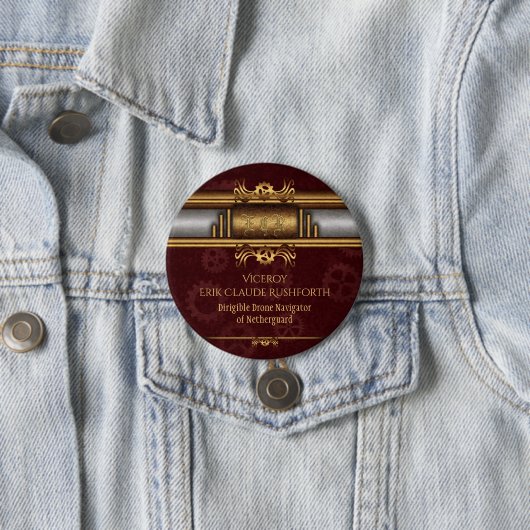 Steampunk-Messing und Marroon-Cosplay-Zeichen Button (Beispiel)