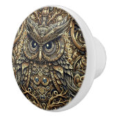 Steampunk Metal and Diamond Gold Owl Keramikknauf (Rechts)