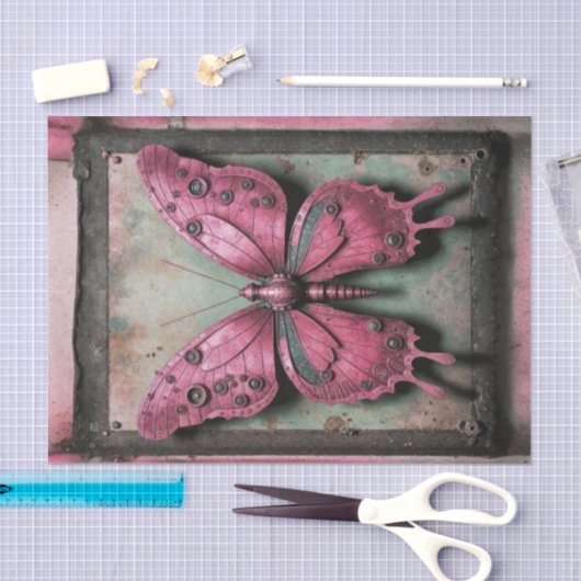 Steampunk Metal Butterfly Decoupage Seidenpapier (Handwerk)