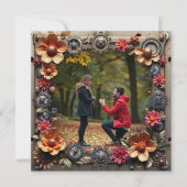 Steampunk Metal Floral Personalisiert Wedding Save The Date (Vorderseite)