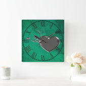 Steampunk Metal Heart Quadratische Wanduhr (Zuhause)