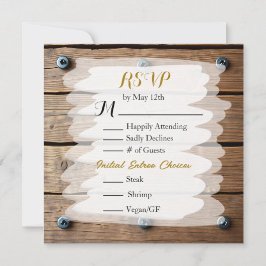 Steampunk Metal & Wood Personalisiert Wedding RSVP Save The Date (Rückseite)