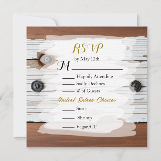 Steampunk Metal & Wood Personalisiert Wedding RSVP Save The Date (Rückseite)