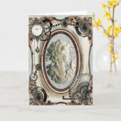 Steampunk Miniatur-blaue Karte 6x7 (Gelbe Blume)