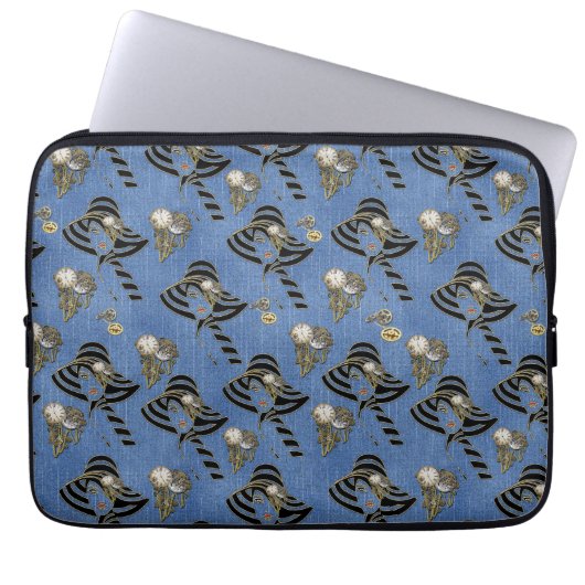 Steampunk mit Ladys Hats auf Blue Denim Laptopschutzhülle (Vorderseite)