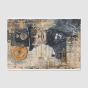 Steampunk Mixed Media mit Viktorianischem Mann Seidenpapier