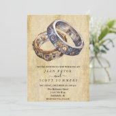 Steampunk Modern Rings Minimalistisch Einladung (Stehend Vorderseite)