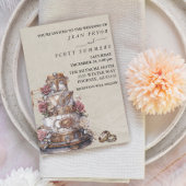Steampunk Modern Simple Cake Rings Wedding Einladung