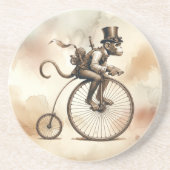 Steampunk Monkey Riding a Penny-farthing Bike Getränkeuntersetzer (Vorne)