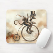 Steampunk Monkey Riding a Penny-farthing Bike Mousepad (Mit Mouse)