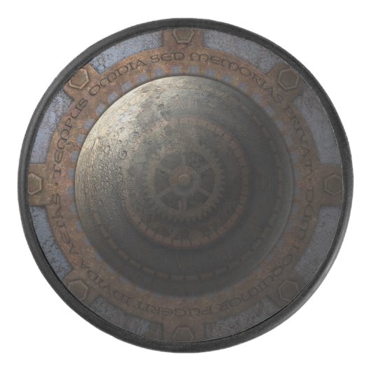 Steampunk Moon Clock Time Metal Gears Eishockey Puck (Vorderseite)