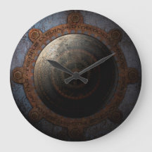 Steampunk Moon Clock Time Metal Gears