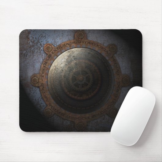 Steampunk Moon Clock Time Metal Gears Mousepad (Mit Mouse)