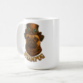 Steampunk-Mops Retro-Vintage-Design "Steampug" Kaffeetasse (Vorderseite Links)