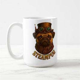 Steampunk-Mops Retro-Vintage-Design "Steampug" Kaffeetasse