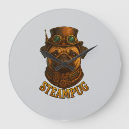Steampunk-Mops-Uhr - vintage "Steampug" Große Wanduhr