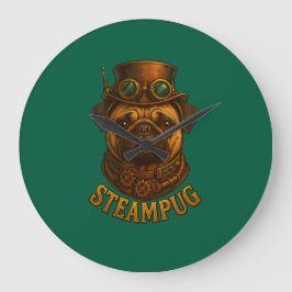 Steampunk-Mops-Uhr - vintage "Steampug" Große Wanduhr