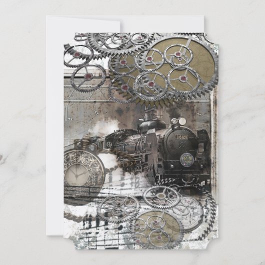 Steampunk Motor übersetzt Hochzeits-Einladung Einladung (Vorderseite)