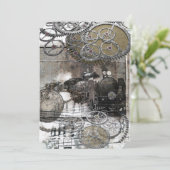 Steampunk Motor übersetzt Hochzeits-Einladung Einladung (Stehend Vorderseite)