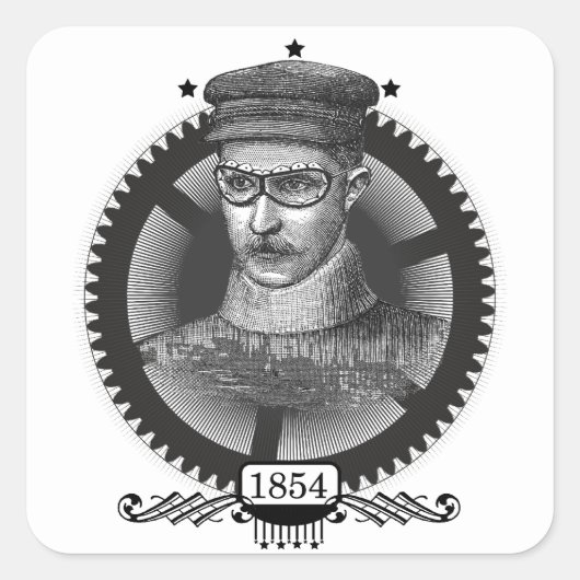 Steampunk Motorist Quadratischer Aufkleber (Vorderseite)