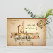 Steampunk-Mottoparty Einladung (Stehend Vorderseite)