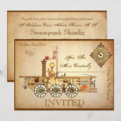 Steampunk-Mottoparty Einladung (Vorne/Hinten)