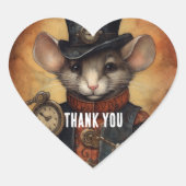 Steampunk Mouse Captain Fuzzypaws Herz-Aufkleber (Vorderseite)