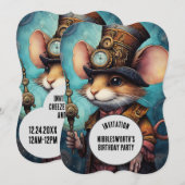 Steampunk Mouse Captain Individuelle Name Einladung (Vorne/Hinten)