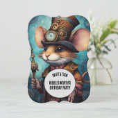 Steampunk Mouse Captain Individuelle Name Einladung (Stehend Vorderseite)