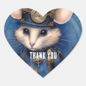 Steampunk Mouse Captain Muffinpounce Herz-Aufkleber (Vorderseite)