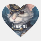 Steampunk Mouse Captain Nibbleton Herz-Aufkleber (Vorderseite)