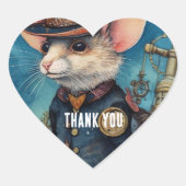 Steampunk Mouse Captain Pippin Herz-Aufkleber (Vorderseite)
