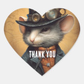 Steampunk Mouse Captain Sprinklepaws Herz-Aufkleber (Vorderseite)