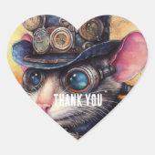 Steampunk Mouse Captain Whiskerfield Herz-Aufkleber (Vorderseite)