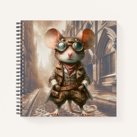 Steampunk Mouse in London Spiral Notebook Notizblock (Vorderseite)