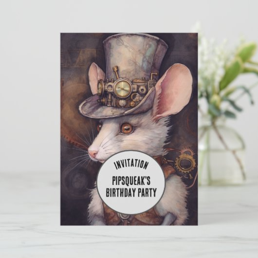 Steampunk Mouse Rat Captain Einladung (Stehend Vorderseite)