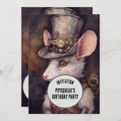 Steampunk Mouse Rat Captain Einladung (Vorne/Hinten)